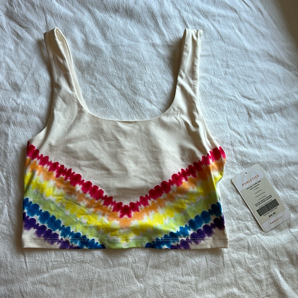 Rainbow tye dye workout crop tank